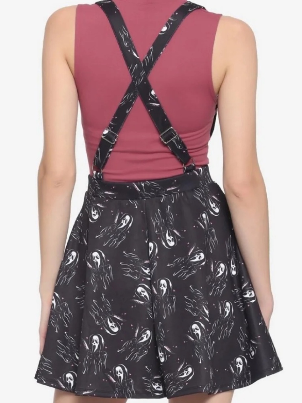 Hot Topic Women’s Ghost Face Skirt With Suspenders Black Size XS Mini